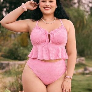 SHEIN Pink Peplum Bikini Set